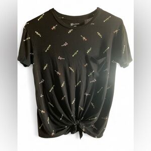 Black Floral Crop Top